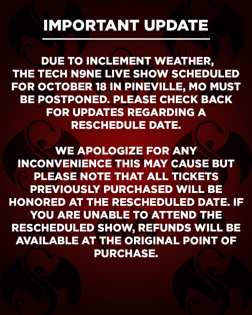 Tech N9ne (@techn9ne) on Twitter photo 🚨PINEVILLE, MISSOURI🚨 🚨PINEVILLE, MISSOURI🚨