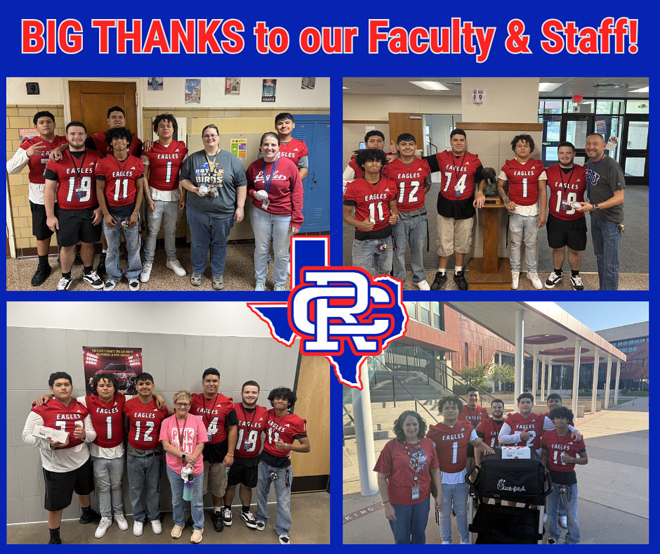 Took advantage of our Bye Week and handed out breakfast chicken biscuits to our incredible faculty and staff! 100% varsity passing rate and 71% passing rate for JV for the 1st 6 Weeks. This doesn’t happen without a staff committed to going above and beyond for our kids.