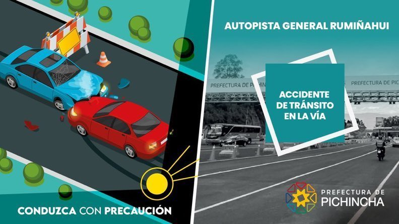 AutopistaGR's tweet photo. #Atención | Se registra un accidente de tránsito en la Autopista General Rumiñahui, entre los puentes 5 y 6, sentido Valle - Quito. La vía está parcialmente habilitada.  

Conduce con precaución. https://t.co/Aw0S9W1VSm