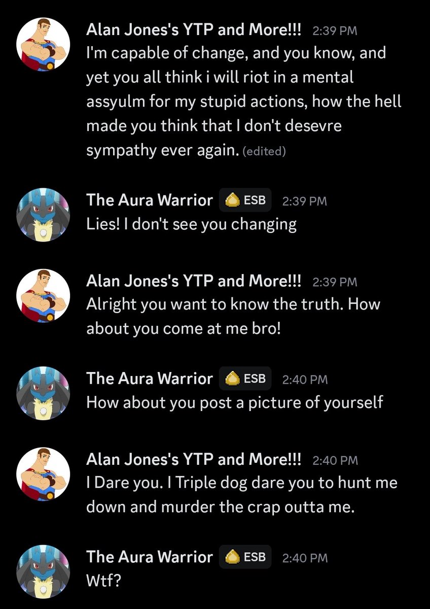 Lmao, Connor wants to talk with me on Discord and then rage quit
<a href="/Lord_Ben_Maza/">Jedi Griffin Pictures</a> <a href="/PostalPickles69/">🥒Postal Pickles🥒</a> <a href="/DragonXKaiju/">🐉Ðragøn€ław🐉 (hiatus)</a> <a href="/cooldudejtb/">Mrtheamazingdude</a> <a href="/ShanTheGamer21/">ShanTheGamer21 (Ret-2-Go for Shantae 6!!)</a>