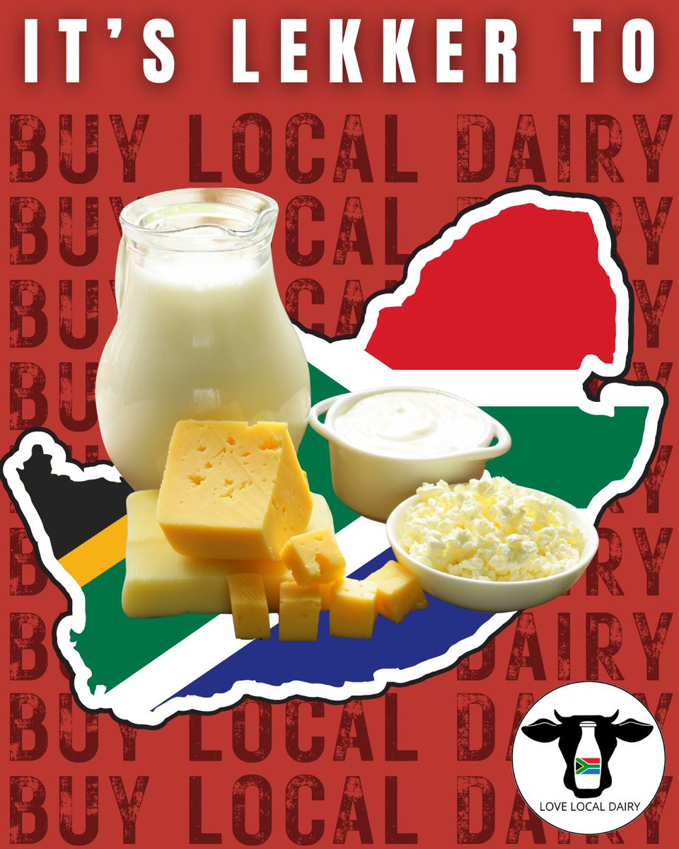 🥛🇿🇦 Choosing #localdairy isn’t just about taste – it’s about impact. Every tub, block &amp; bottle made in #Mzansi keeps #dairyfarmers farming &amp; communities thriving ❤ Check the label, buy local &amp; pour your support where it counts 💪