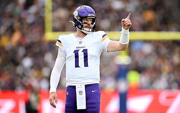 AdamSchefter's tweet image. With J.J. McCarthy still recovering from his high ankle sprain, the Vikings once again will start QB Carson Wentz, who spent the first five seasons of his NFL career with Philadelphia.