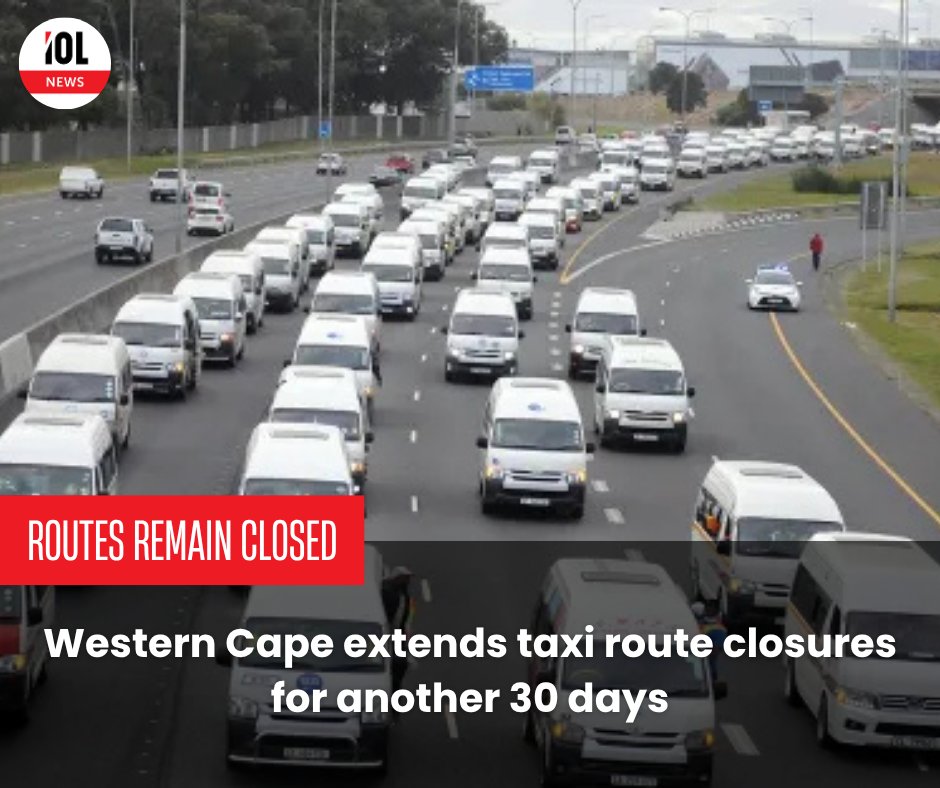 IOL's tweet photo. Western Cape Mobility Minister Isaac Sileku moves to prolong route closures by 30 days, citing success in stabilising public transport.
#WesternCape #PublicTransport #IsaacSileku #MobilityUpdate #TaxiRoutes #TransportSafety
Read on https://t.co/IktprhjpjT https://t.co/VxmCB5JBTg