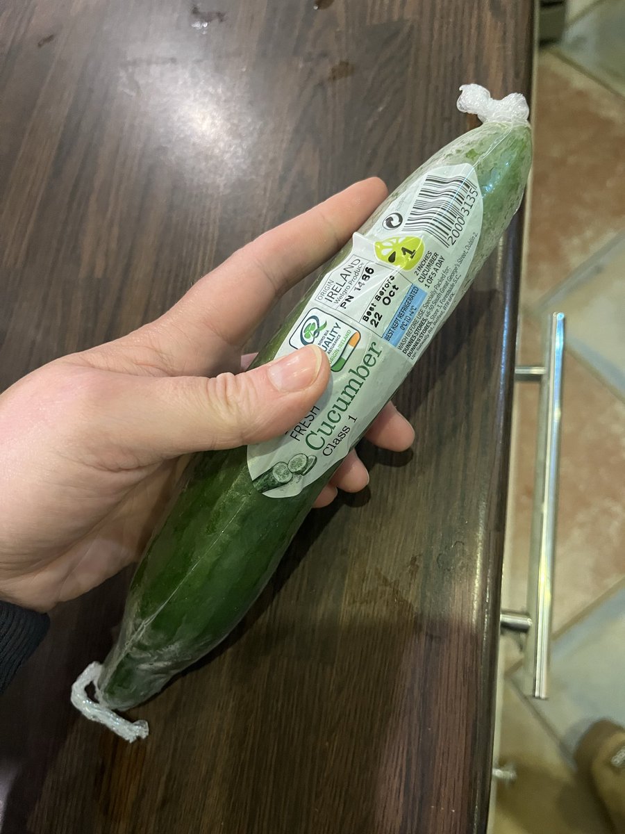 MaryHarr's tweet photo. I paid full price for a half size cucumber. And the custard I needed was actually not ‘out of stock’ @dunnesstores click and collect…What’s the problem? https://t.co/2lCzsflohC