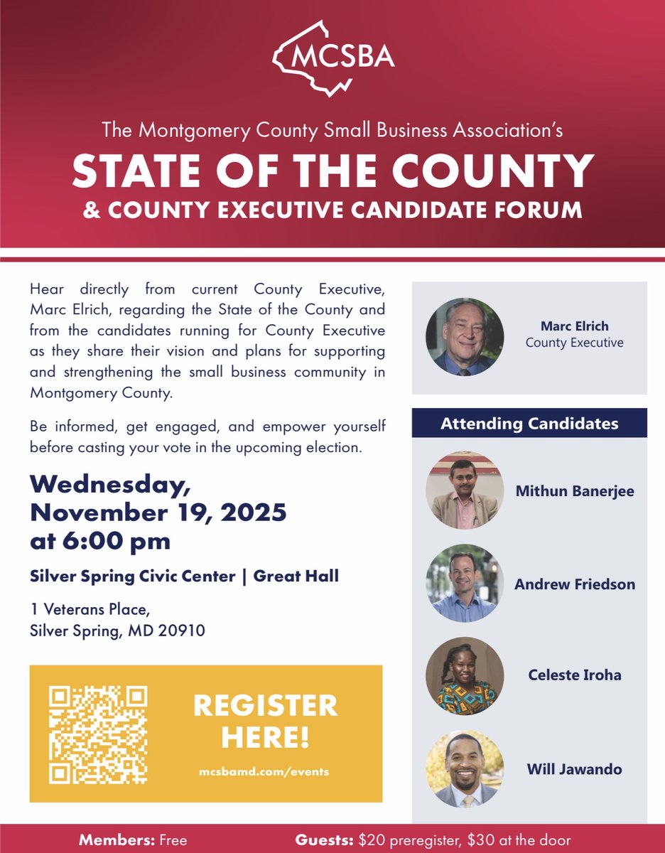 Join Montage at the Montgomery Co. SBA State of the County &amp; County Executive Candidate Forum

Wednesday, November 19th, 2025 at 6:00PM
Silver Spring Civic Center | Great Hall
1 Veterans Place
Silver Spring, MD 20910
