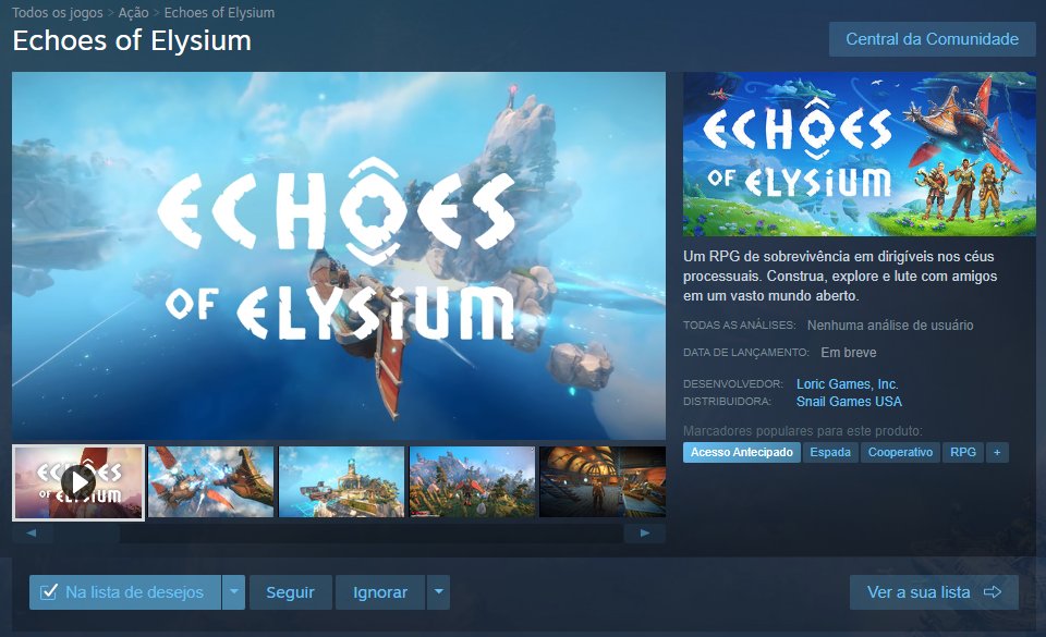 Acabei de ver Echoes of Elysium na TwitchCon! HYPE DEMAIS pro lançamento! Botei na lista de desejos do Steam. Bota tu também, e quando lançar, vamo de gameplay!  👉

store.steampowered.com/app/2644050/Ec…

#Sponsored #echoesofelysium #noizgg <a href="/NOIZgg/">Noiz 👾</a>  <a href="/LoricGames/">Loric Games</a>