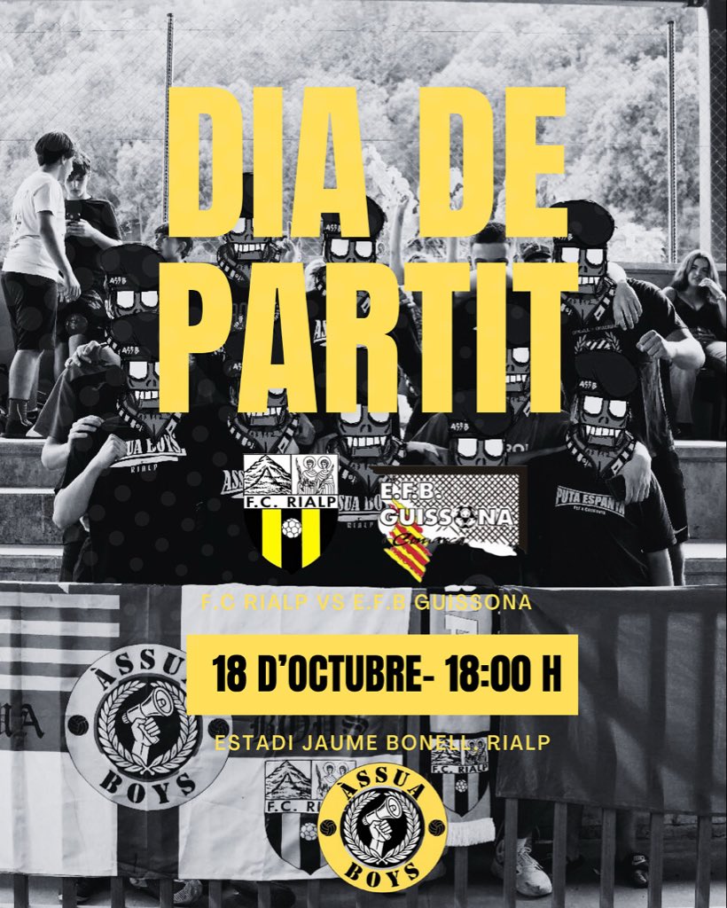 Aquest cap de setmana tornem a casa

Portem 9/9 punts posibles, a 1 punt del líder i amb un partit menys.
Volem seguir sumant de 3 en 3 i per aixo necesitem la grada plena!
PRIVA I ANIMA🖤💛