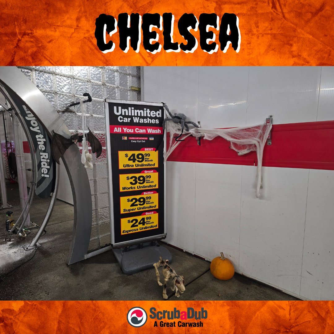 ScrubaDubCarWsh's tweet image. 🎃 Halloween is getting close… and our Brighton and Chelsea locations are ready for it! From pumpkins and scarecrows to spooky cobwebs and skeletons, our sites are all dressed up for the season. 🍂🚗
#ScrubaDub #CleanCar #HalloweenReady #CarWash