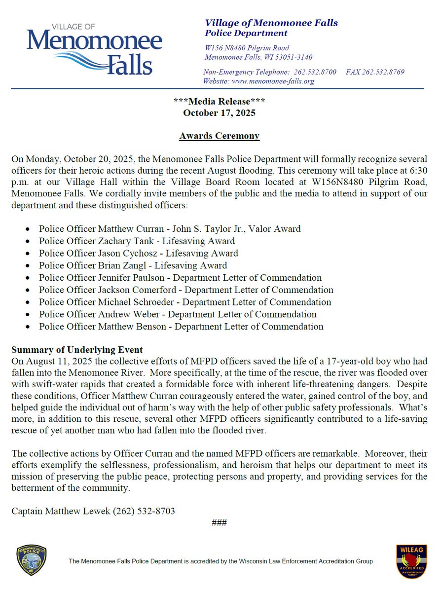 Menomonee Falls Police Department tweet media