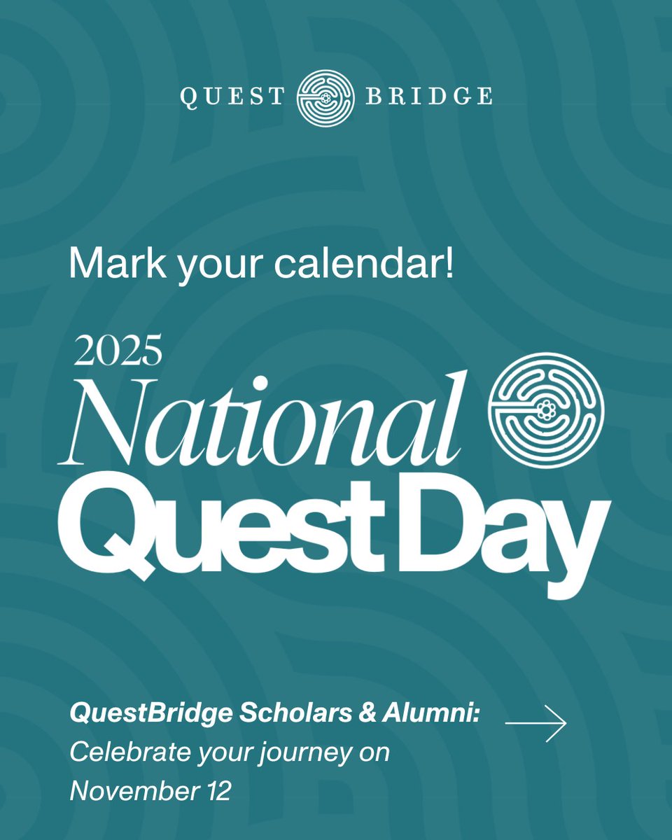 QuestBridge's tweet image. QB Scholars and Alumni: Get ready to celebrate your journey! 🎉 National Quest Day returns on November 12! Join in as we reflect and connect over shared journeys. Stay tuned for details — join the QB Hub to make sure you don’t miss any updates: qbhub.questbridge.org