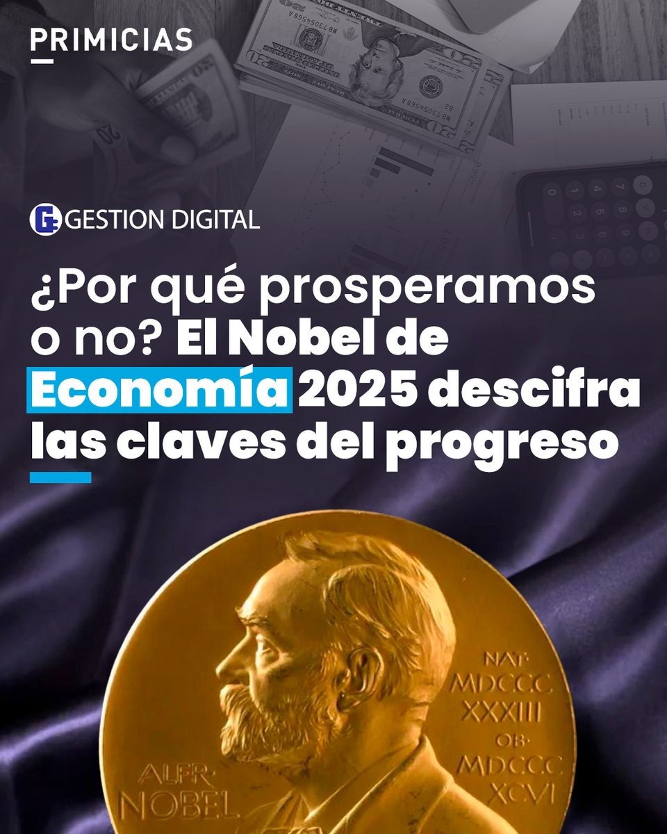 #GestiónDigital | Los últimos dos siglos han estado marcados por un crecimiento económico sostenido. El Nobel de Economía 2025 fue para tres economistas que explican esta transformación. prim.ec/o2zF50Xem75