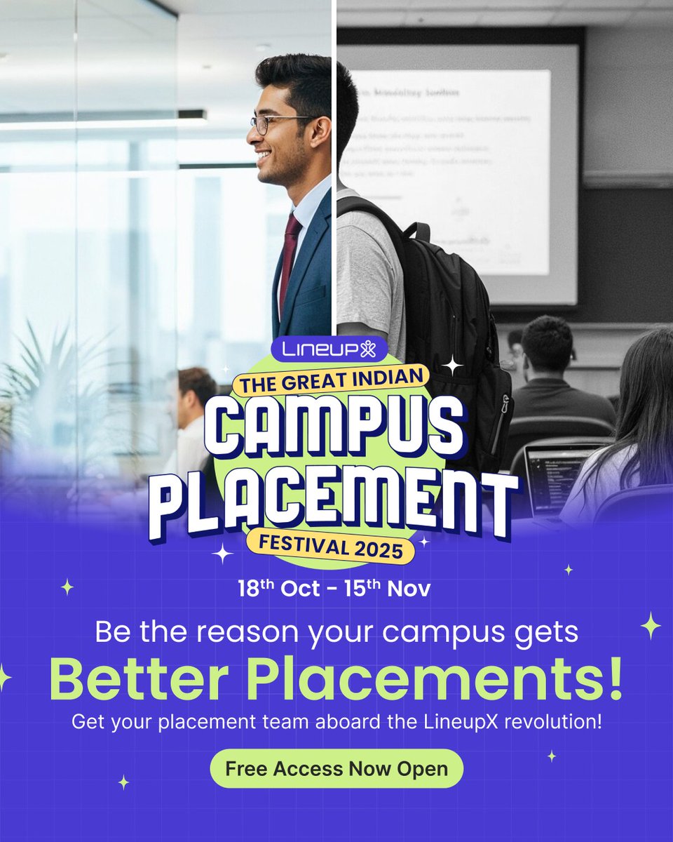 LineupXLtd's tweet photo. Empower your placement team to upgrade campus hiring with LineupX 

Share this with your placement officers and get them onboard today!

Institutes click here to digitalize your campus placements for free - https://t.co/Yrg8ACrJsc

#CampusPlacements #LineupX #FutureTalent https://t.co/denFfq99Ve