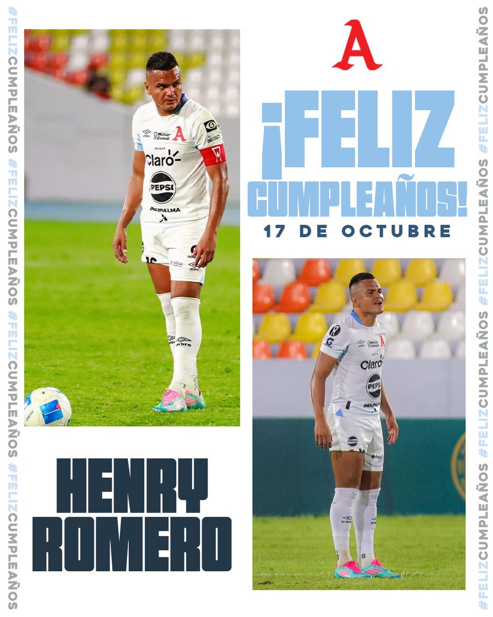 AlianzaFC_sv's tweet photo. ¡Es el cumpleaños del CAPITÁN de Alianza! 🎉🥳

🍾 ¡Felicidades, @henryromero22_!©️

✍🏼 Déjale tus buenos deseos en los comentarios a nuestro querido capitán. 👇🏼

#LaGloriaNosPertenece #AlianzaFC 🅰️ https://t.co/fvCcpWhQb3