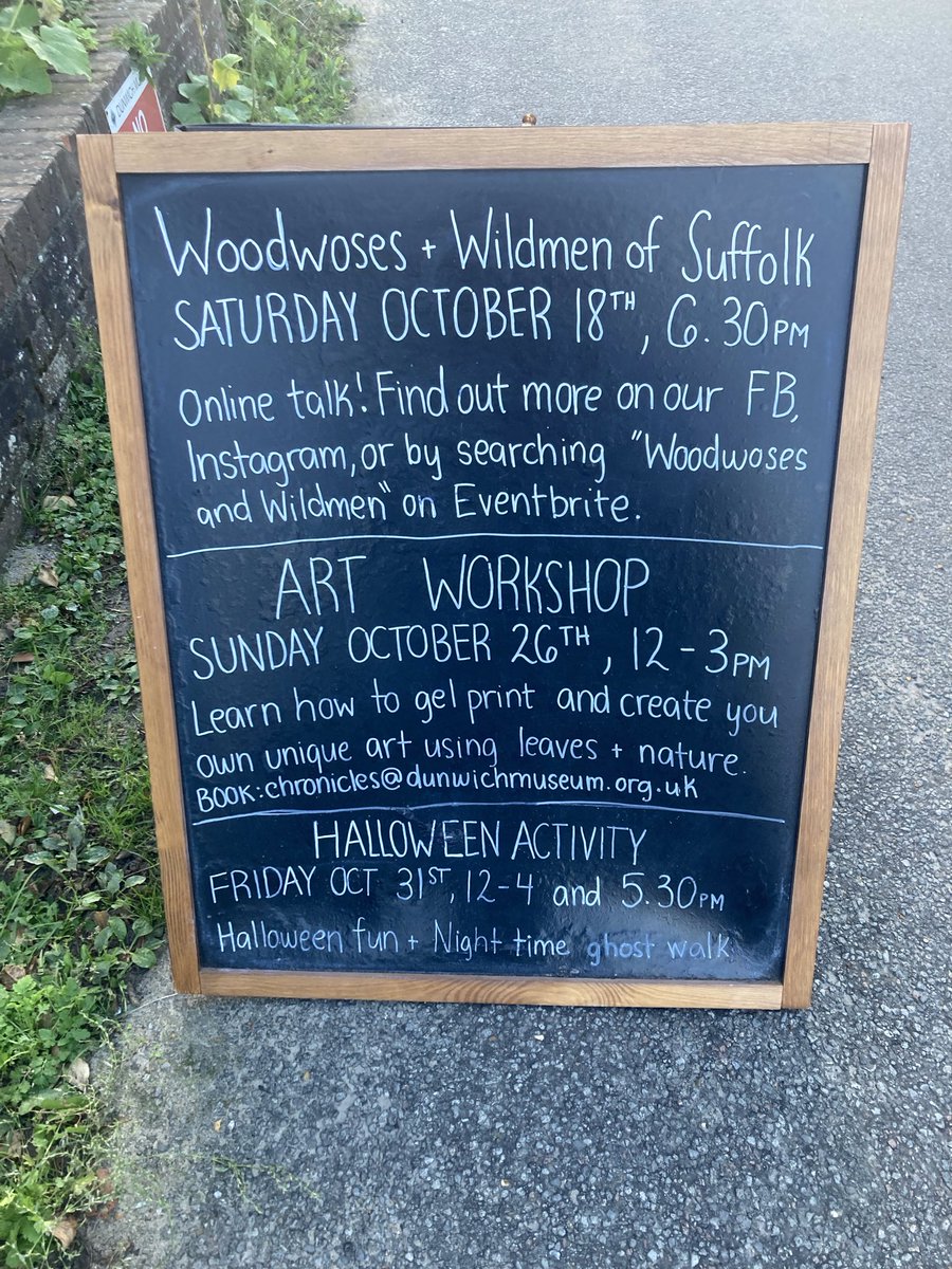 Saturday evening's Dunwich Museum talk on the woodwoses and wildmen of #Suffolk is online, but if you find yourself in #Dunwich, there will be a group of people gathering in the Reading Room to watch it on the big screen. dunwichmuseum.org.uk/events/