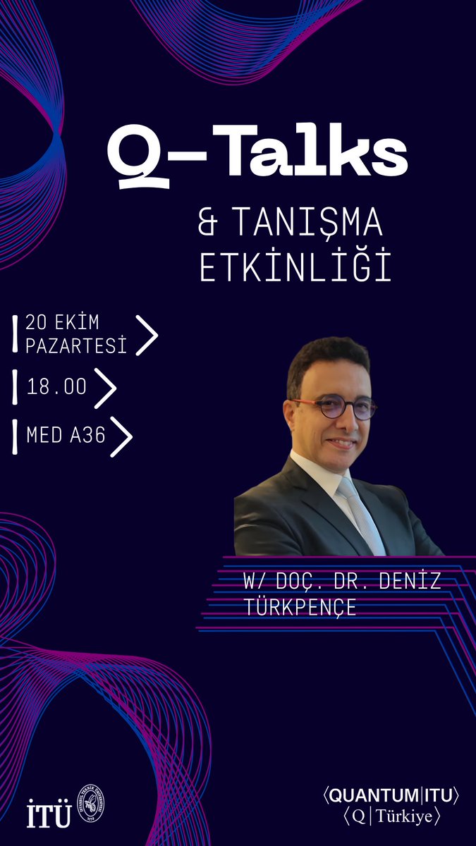 quantumitu's tweet photo. Yılın ilk Q-Talks'u sizlerle 🥳

Kulüpler Şenliği'nin ardından sizlerle tanışmayı dört gözle bekliyoruz, ilk konuğumuz kulüp danışmanımız Doç. Dr. Deniz Türkpençe olacak. Kuantum dünyasını yakından tanımak için etkinliğimizi kaçırmayın 😇

🗓 20 Ekim Pazartesi
⏰ 18.00
📍 MED A36 https://t.co/efUXVZ9oyD
