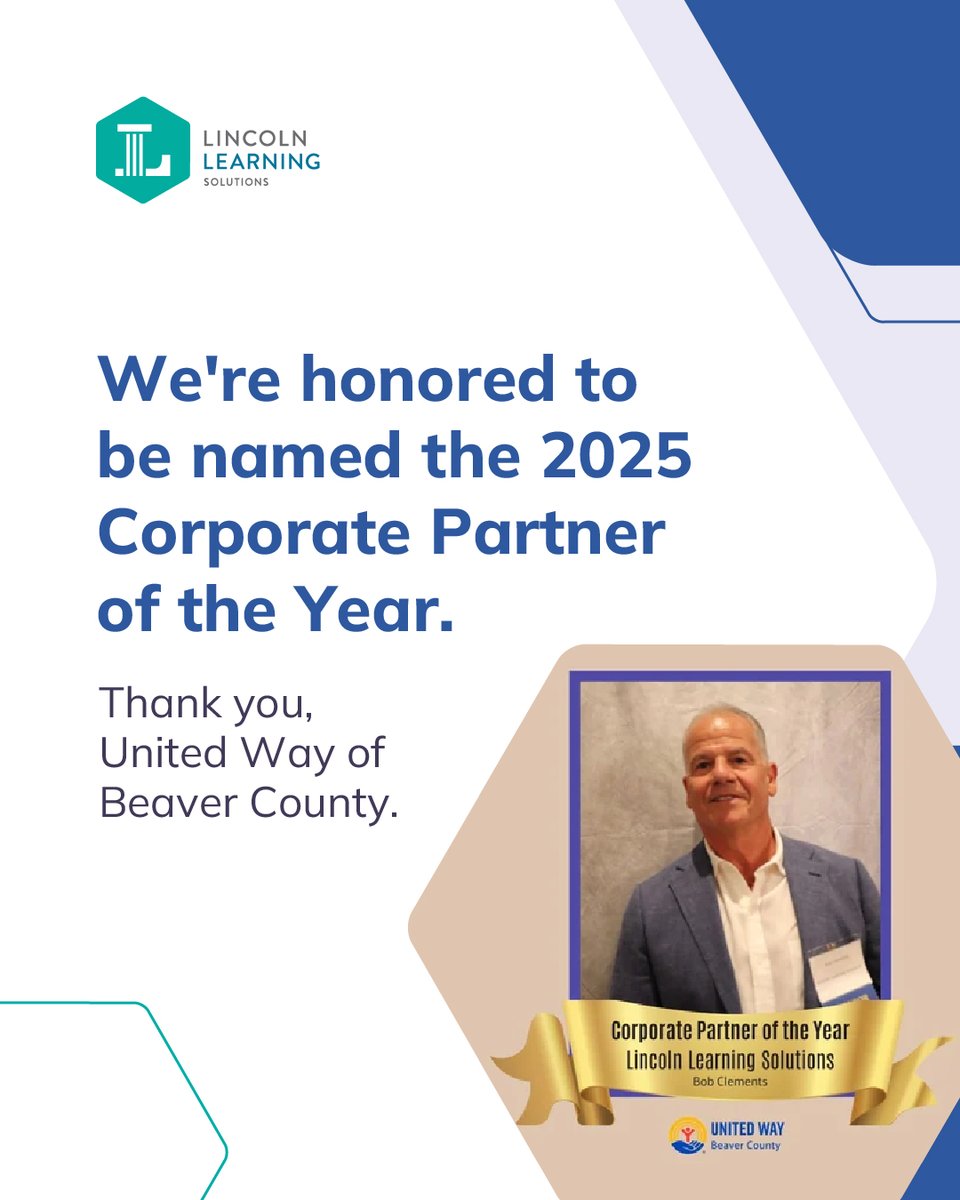 We’re honored to be named the United Way of Beaver County’s 2025 Corporate Partner of the Year! This award reflects our shared investment in community, powered by our dedicated employees. Thank you for this honor. 

#20YearsOfLincoln #PartnerOfTheYear #Community