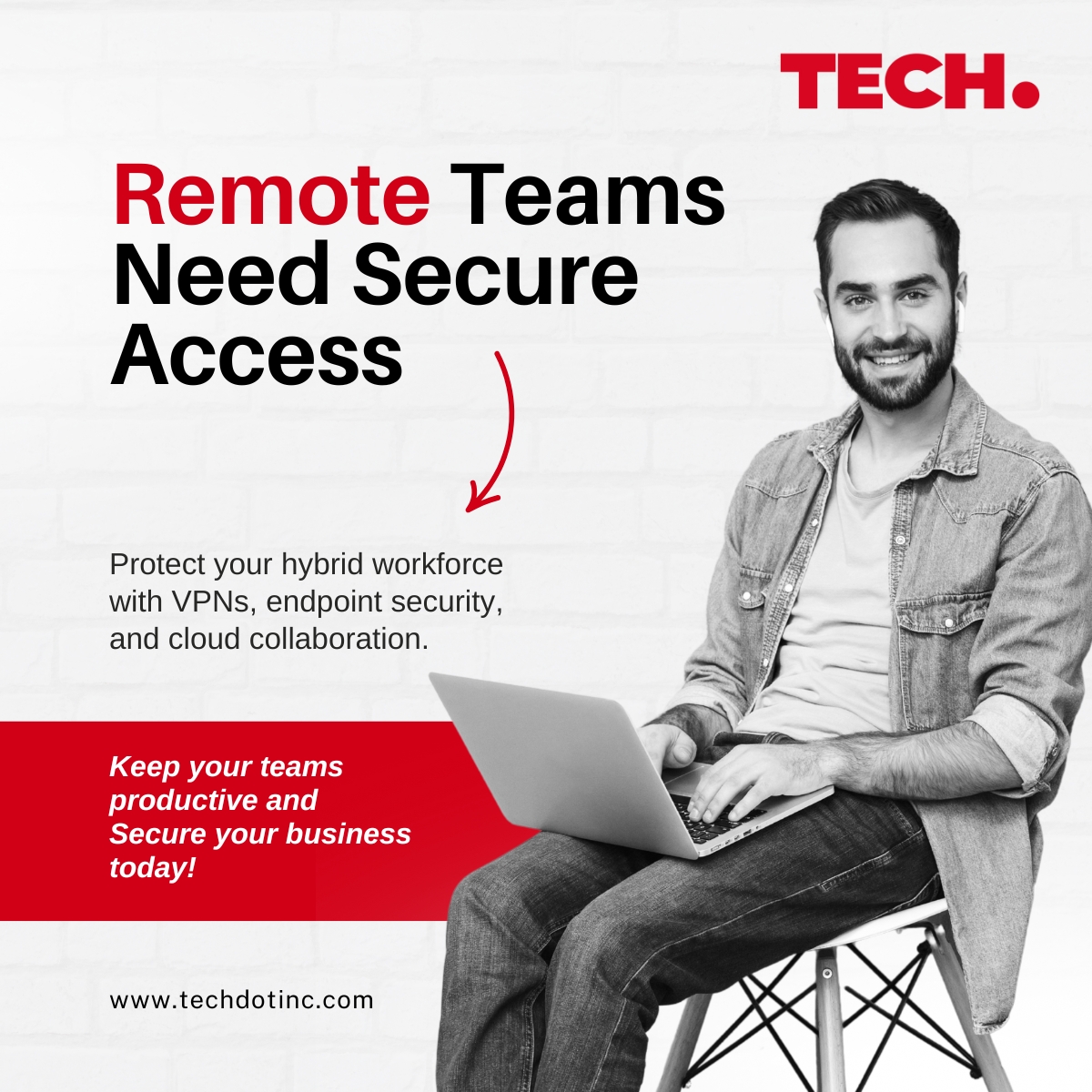 techdotinc's tweet image. Hybrid work is here to stay. But one unsecured device or weak VPN can put your entire network at risk.
At TechDot Inc., we provide:
✅ Secure VPNs for safe access
✅ Endpoint protection for every device
✅ Cloud collaboration without compromise
#ManagedIT #RemoteWork
