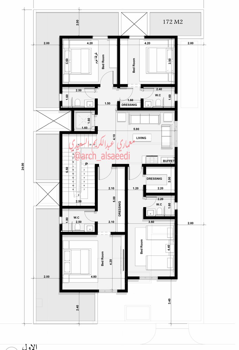 . مخطط فنان لارض باطوال 24*13 فقط 
المساحات متكوبه على المخطط . 

نزولا عند رغبة المتابعين اهديكم اليوم تحفة فنية من اكثر المخططات التي ارى اني ابدعت في استغلال المساحات فيها بشكل رهيب ... 
كان العميل لدية تصميم كارثي . وبعد استشارة احترافية قررنا اعادة التصميم .. لنخرج بهذا