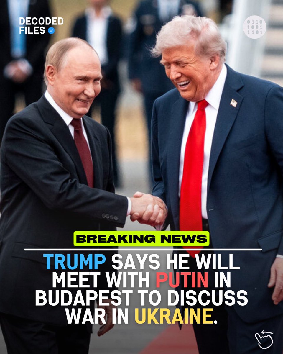 decoded_files's tweet image. Trump to meet Putin in Budapest soon to talk Ukraine war. 🇺🇸🇺🇦

📲Article 
edition.cnn.com/2025/10/16/pol…

#UkraineWar #War #Putin #Trump