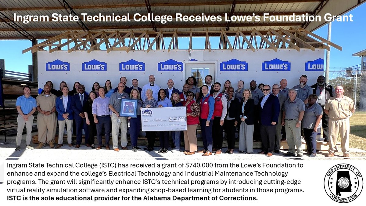 Ingram State Technical College recently received a grant from Lowe's Foundation to enhance and expand the college's Electrical Technology and Industrial Maintenance Technology programs. This grant is greatly appreciated!