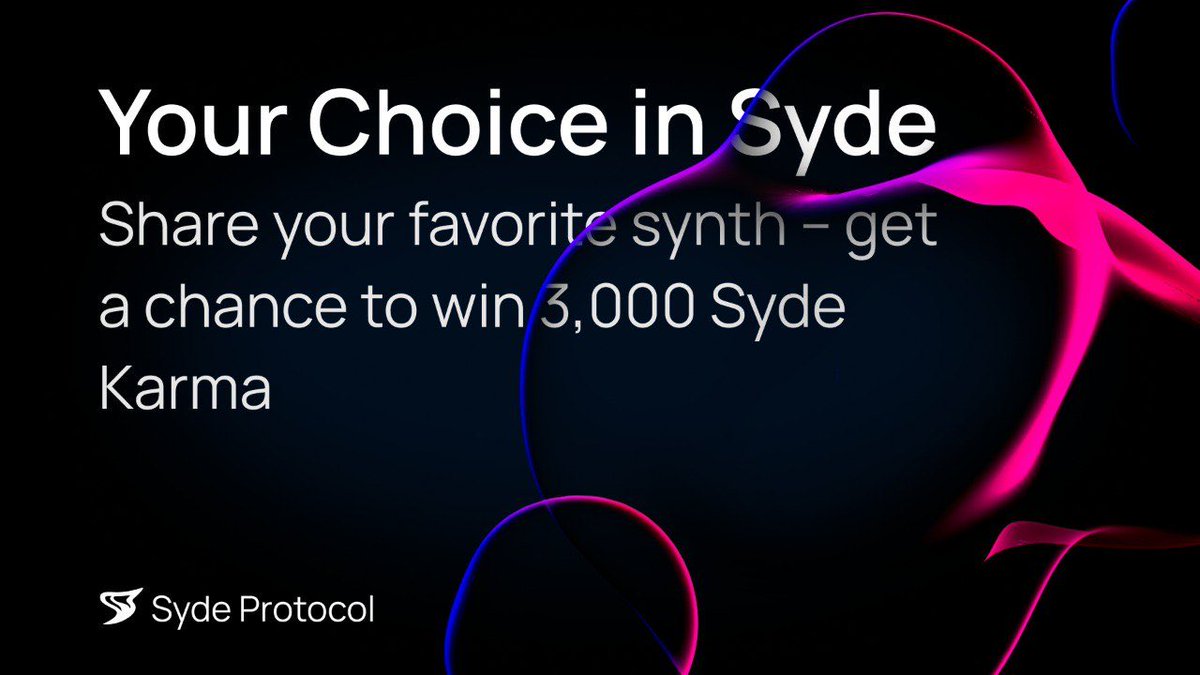 🗳️ Your Choice in Syde
Which synthetic asset in Syde Protocol attracts you the most? 💎

Comment with:
• Your chosen synth (e.g. $syBTC)
• Why it interests you

Share your opinion in the comments or on t.me/sydefi_communi…

Best reply of the week wins 3,000 Syde Karma 🏆