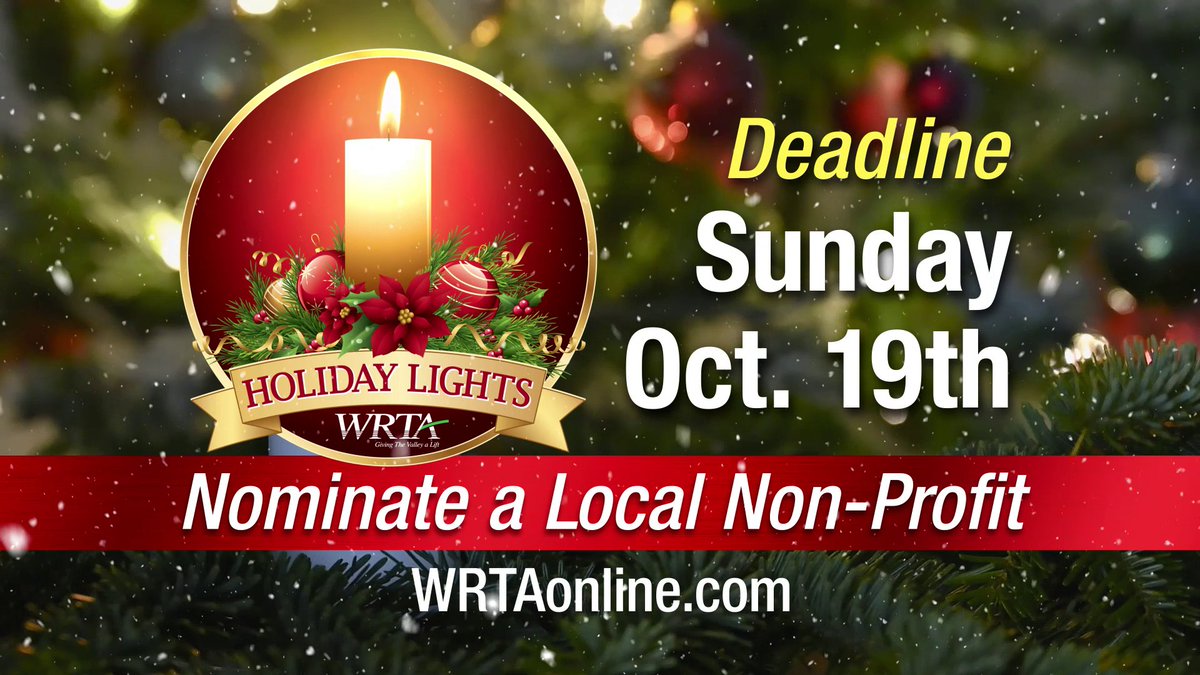 The deadline for 2025 Holiday Lights nominations is this Sunday, October 19th. Nominate your favorite local Valley non-profit here:  bit.ly/47i6UcF