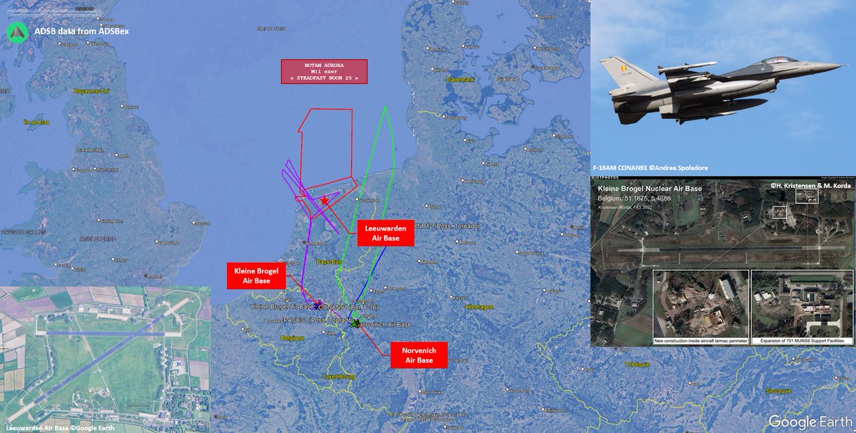 🇪🇺☢️STEADFAST NOON 25 - Nuclear Strike day ?☢️🇪🇺

Today, several combat aircraft took off from at least two airbases known to host NATO DCA (Dual Capable Aircraft)—those capable of carrying the 🇺🇸US B61 nuclear bomb:

- a 🇧🇪Belgian F-16 from Kleine Brogel Air Base
- two or three