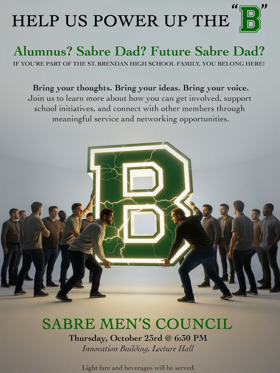 StBrendanHigh's tweet image. We are excited to invite you to the inaugural meeting of the Sabre Men’s Council (SMC), a new initiative bringing together Sabre dads, alumni, and future Sabre dads who want to make an impact. docs.google.com/forms/d/e/1FAI…