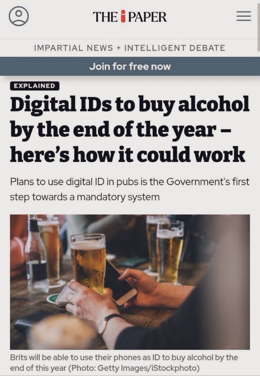 NoToDigitalID's tweet image. This is the government's way of sneaking in Digital ID.
Make it seem like something you need for convenience- e.g. buying a pint in the pub.
Don't be fooled.
Protect your freedoms and resist compliance.