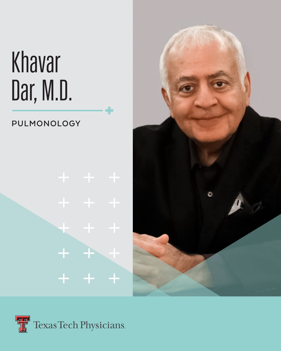 #TexasTechPhysicians welcomes pulmonologist Khavar Dar, M.D., to the Internal Medicine team in #Odessa.

Dr. Dar has practiced pulmonology in Odessa for the past 25 years and is an <a href="/ABIMcert/">American Board of Internal Medicine (ABIM)</a> certified pulmonologist &amp; intensivist.

📞 To schedule, call 432.703.5507.