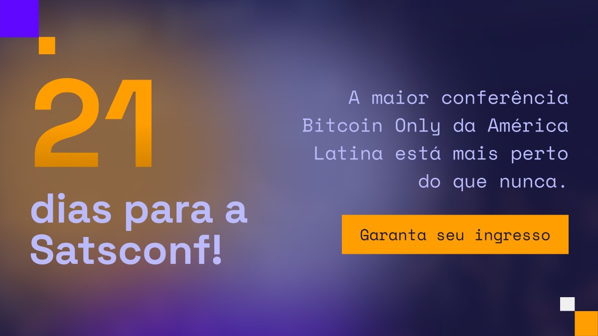 A contagem é real: 21 dias para o encontro mais esperado do ano pela comunidade Bitcoin. 🤘

Prepare-se para aprender, conectar e viver o Bitcoin como nunca antes.