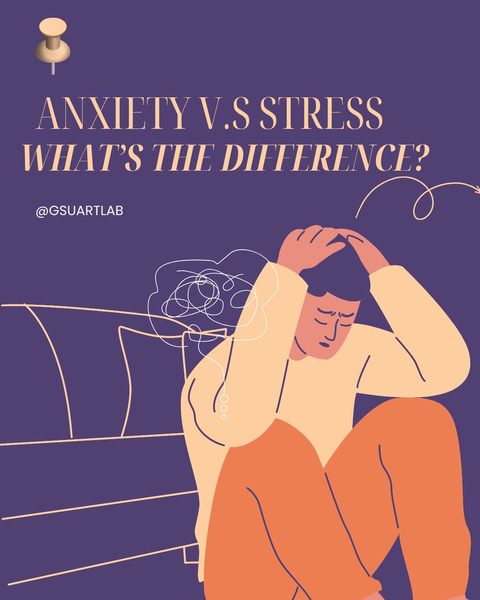 GSUARTLab's tweet image. Anxiety or stress? It can be hard to tell the difference and even harder to know what so do about it. Read here for more information! #mentalhealth #mentalwellbeing #anxiety #stress
