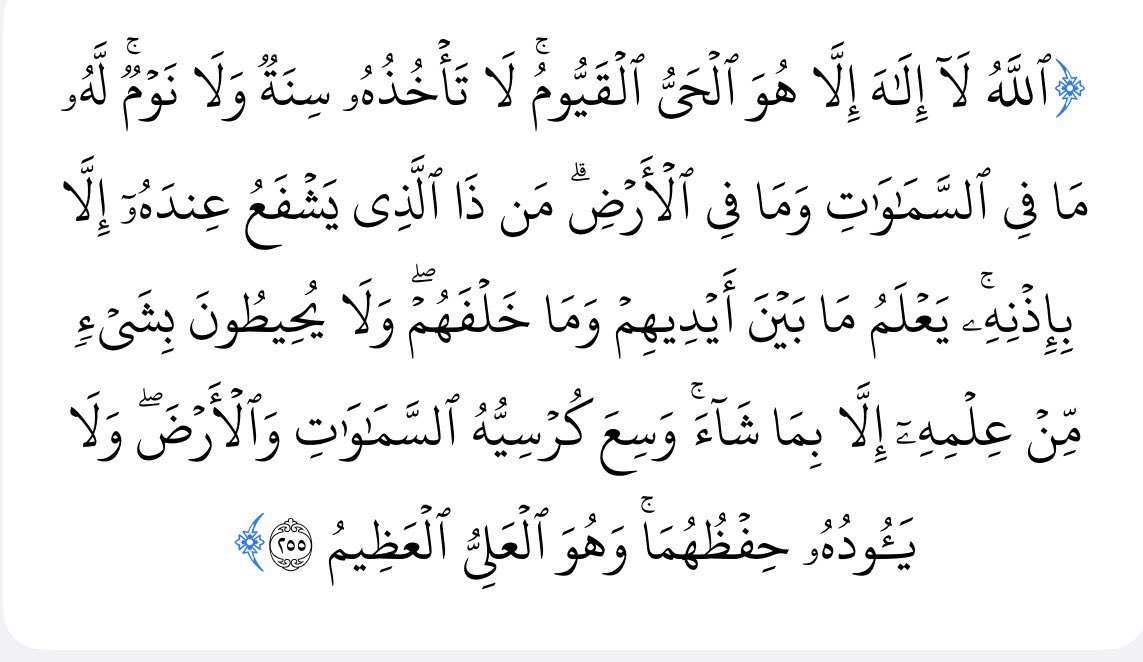 ( إذا أويتَ إلى فراشِكَ فاقرأ آيةَ الكرسي، فإنه لن يزالَ معكَ من اللّه تعالى حافظ، ولا يقربَك شيطانٌ حتى تُصْبِحَ).