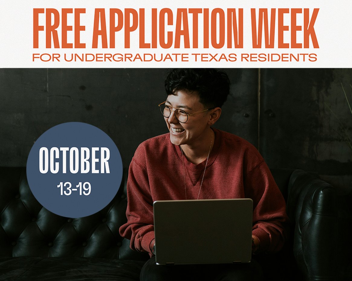 💻 Undergraduate Texas residents applying through ApplyTexas can apply to Sam Houston State during Free Application Week (Oct. 13–19) for Spring 2026—no fee required. Your next chapter starts here. shsu.edu/apply #FreeAppWeek #SHSUOnline #CollegeAccess