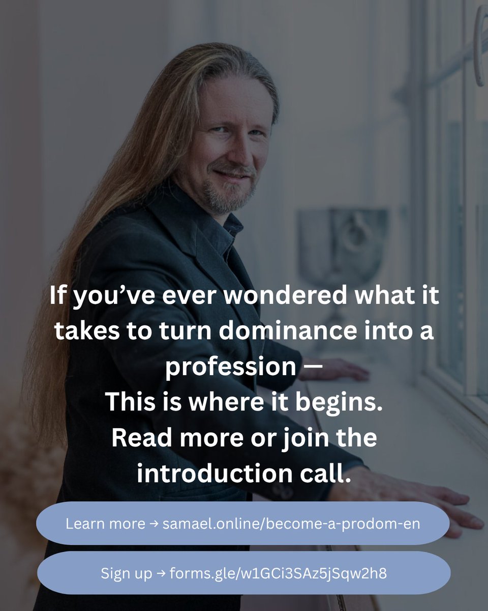 If you’ve ever wondered what it takes to turn dominance into a profession —
This is where it begins.
Read more or join the introduction call.

Learn more → samael.online/become-a-prodo…
Sign up → forms.gle/w1GCi3SAz5jSqw…

#bdsm #prodom #dominant #kink #kinky #workshop #learning
