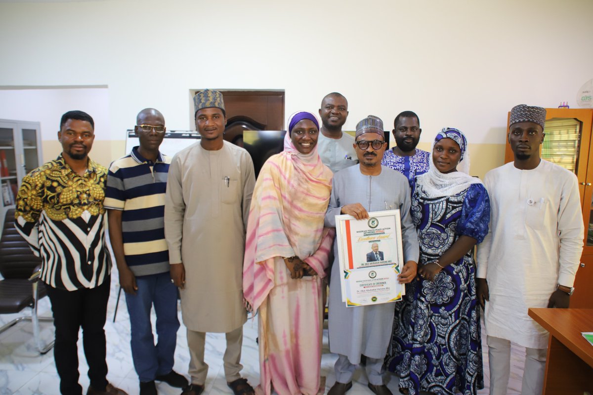 Today, the Executive Director Dr. Okai Abubakar Haruna Aku, was honored with an Excellence Award by the Nigeria Youth Peace Action Network (NYPAN) in recognition of his exemplary achievements, humanitarian service, and unwavering commitment to youth inclusion and empowerment.