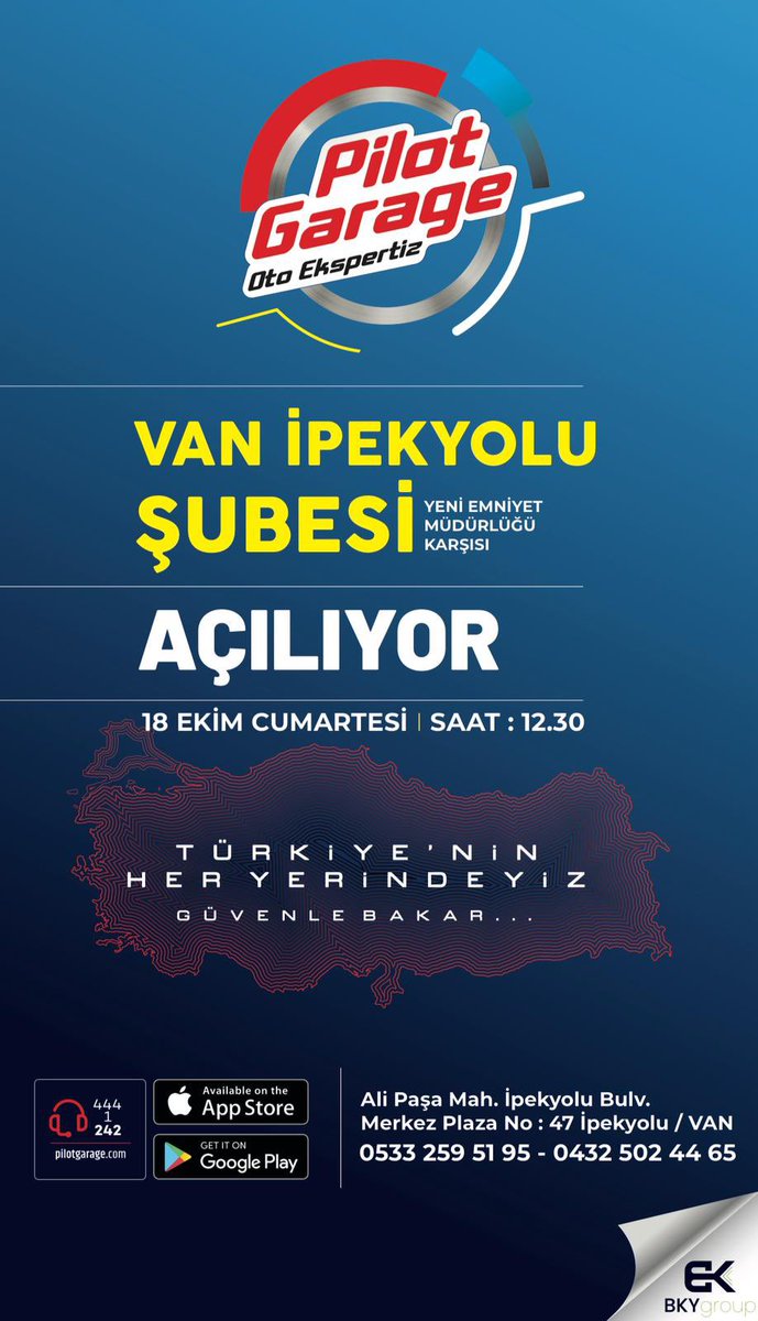 Yarın Resmi Açılışını Gerçekleştireceğimiz PilotGarage İpekyolu Şubemizin Açılışına Tüm Dostlarımızı Bekleriz.

#PilotGarage
#Van
#İpekyolu
#BKYGROUP