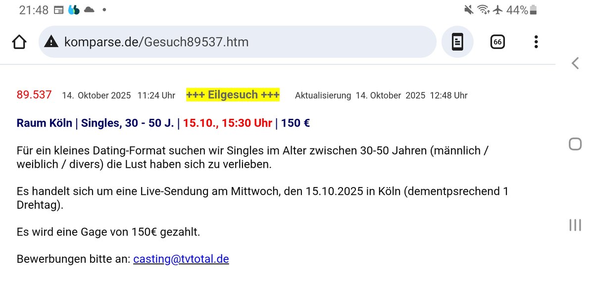Herzblatt wurde zuvor auf komparse.de gecastet 
Und die Spontanurlauberin hatte zufällig das Handy dabei um ihre Chefin anzurufen, dabei sind Handys bei Brainpool im Studio verboten #TVTotal #ProSieben #Puffi #Brainpool #raab