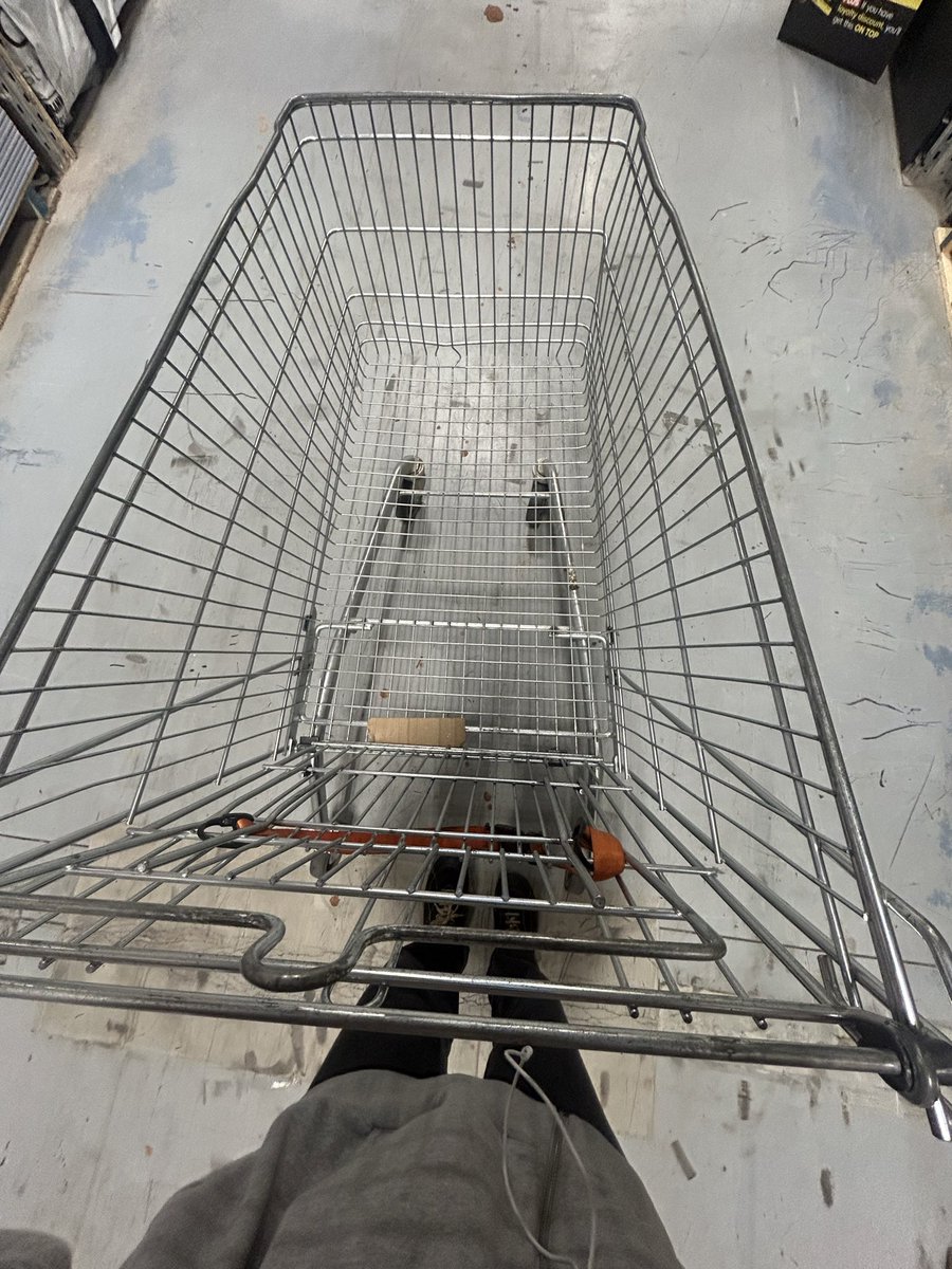 Walked aimlessly through B&amp;Q for what seemed like an hour pushing this empty trolley looking confused as fuck