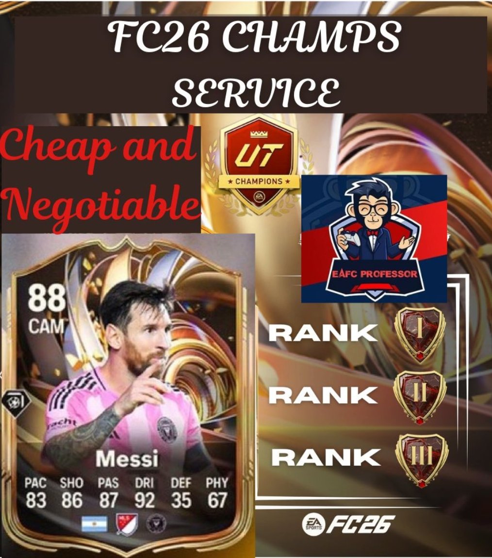 EAFC_PROFESSOR's tweet image. Looking for FC 26 Champs and Rivals Services as a Cheap and Reliable Price? 🏆🏅

DM your custom order 📩📩📩

Limited Slots ⚡⚡⚡

Prices are negotiable based on your budget and desired Rank ❤️

#FC26 #EAFC #FIFA #EAFC26 #CHAMPS #RIVALS #BOOSTING #SBC #PS5 #PC #PS5 #XBOX…