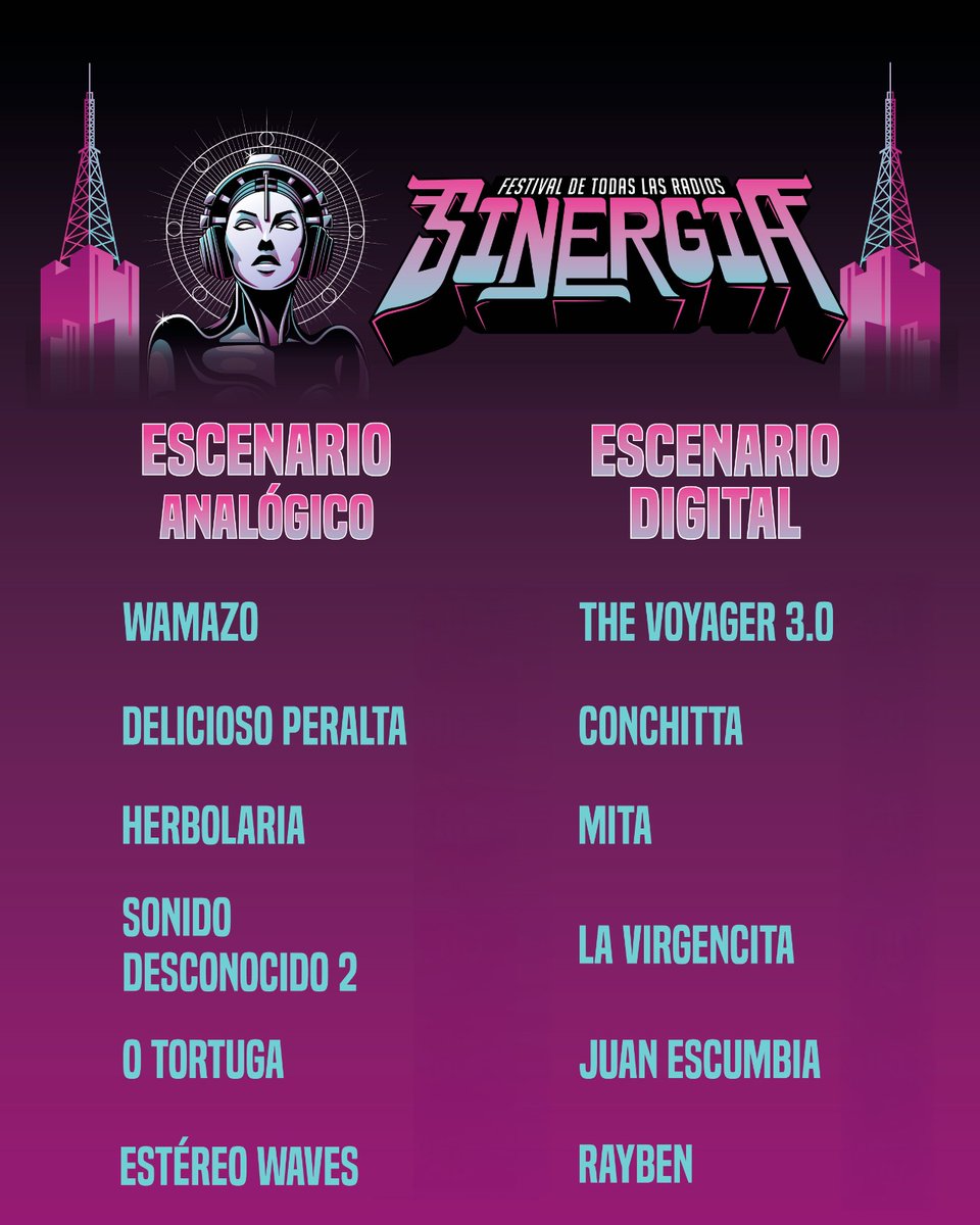 altavozmxradio's tweet photo. 🤩¿Ya estás lista y listo para que la #Sinergia de la música que hoy habrá en el @cenartmx te envuelva?
💃🕺No te pierdas este festival porque los siguientes artistas harán que tu cuerpo no se detenga 👇
🎶#Rayben
🎶Juan Es Cumbia
🎶O Tortuga
🎶La Virgencitta
🎶@herbolaria_
🎶@WAMAZO
🎶Sonido Desconocido 2
🎶MITA
🎶Delicioso Peralta
🎶The Voyagers 3.0
😃La cita es a las⏰13hrs y es totalmente gratis.
😉También podrás escuchar totalmente en vivo este evento a través de nuestras frecuencias y página web👇
📢 https://t.co/T84QJbJcJl
