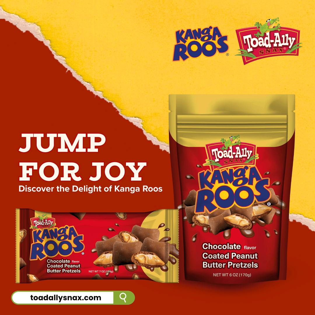 ToadallySnax's tweet image. Pretzel crunch, peanut butter creaminess, and a chocolatey coat that makes your taste buds bounce.

Kanga Roos aren’t just snacks, they’re mood-lifters in every hop.

Shop now: toadallysnax.com

#toadallysnax #snacktime #peanutbutter #pretzels