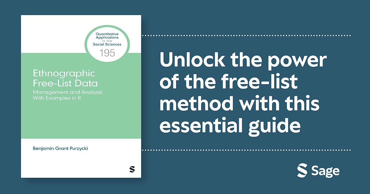 Sage_Methods's tweet image. &quot;Ethnographic Free-List Data: Management and Analysis With Examples in R&quot; by Benjamin Grant Purzycki is now available.

Learn more and get your copy here: ow.ly/M4xG50XcAVw