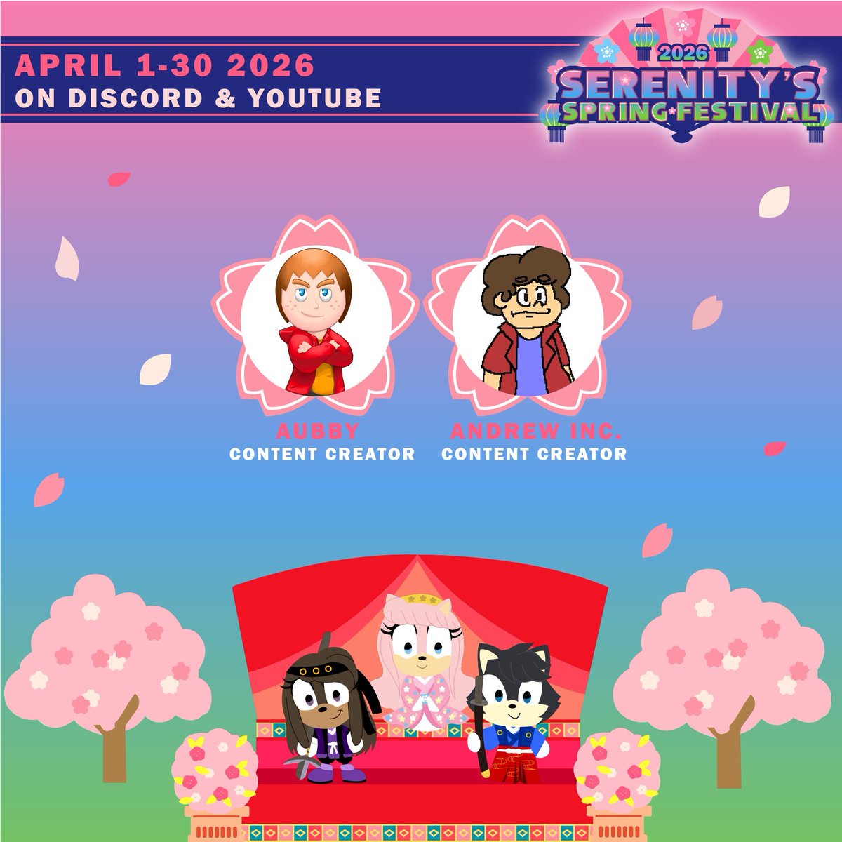 📣GUEST ANNOUNCEMENT📣

Welcome <a href="/MyNameisAubby/">Aubby</a> &amp; <a href="/Andrew_inc11/">The Tumor of the Internet</a> to Serenity's Spring Festival 2026! Please give them a warm welcome! 💻🎮 

Stay tuned for more guest announcements!👀