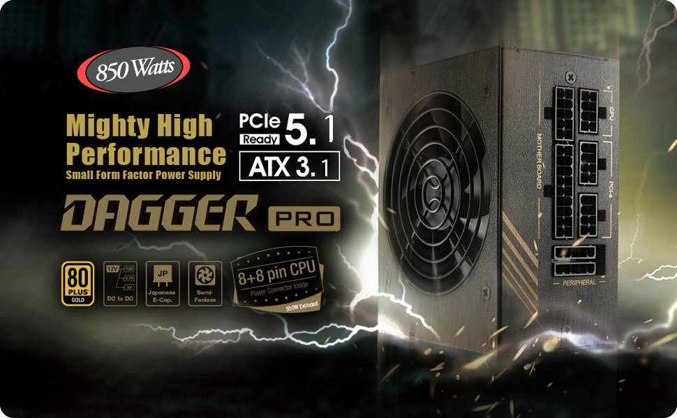 FSPGROUPUSA's tweet image. FSP Dagger Pro 850W SFX Power Supply
80 Plus Gold ATX 3.1 PCIe 5.1 Full Modular, 10 Year Warranty
Perfect if you're looking to save space in your new custom PC rig.
Available in SFX & ATX 850W
Purchase: amzn.to/3YQ73jS (SDA2-850-Gen5)
#PSU #miniitx #sfx