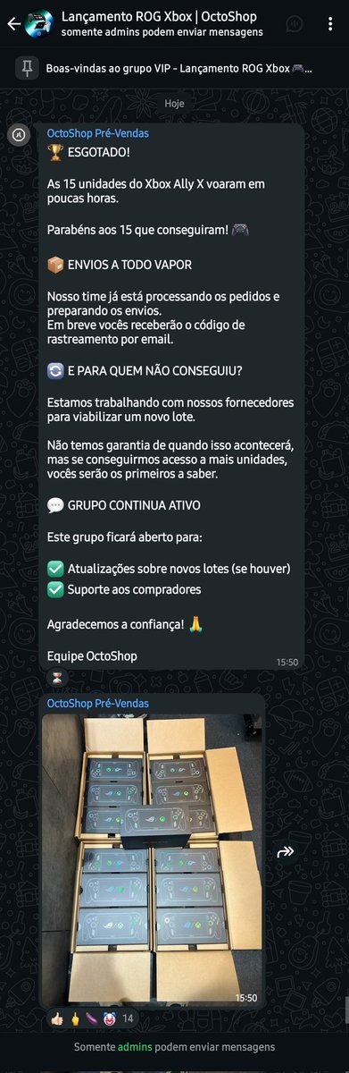 De acordo com a Octoshop todas as 15 unidades do Xbox Rog Ally X ja foram vendidas 🤡😂 <a href="/PastorXbox/">Pastor Xbox</a>