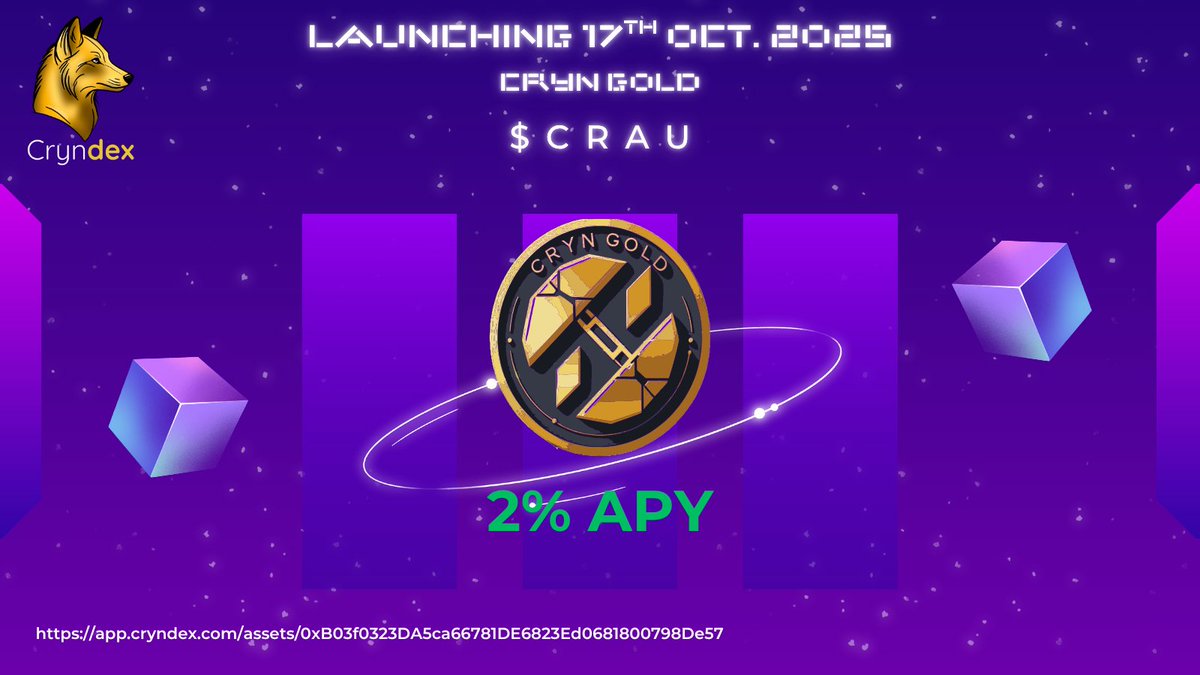 Wouldn't it be great to earn yield on gold? Now you can with the crypto-backed CRYN Gold $CRAU.

➡️Current savings yield at 2% on all CRYN Gold deposits
➡️Earn more crypto through arbitrage

Buy now on <a href="/PancakeSwap/">PancakeSwap</a>:
pancakeswap.finance/swap?chain=bsc…