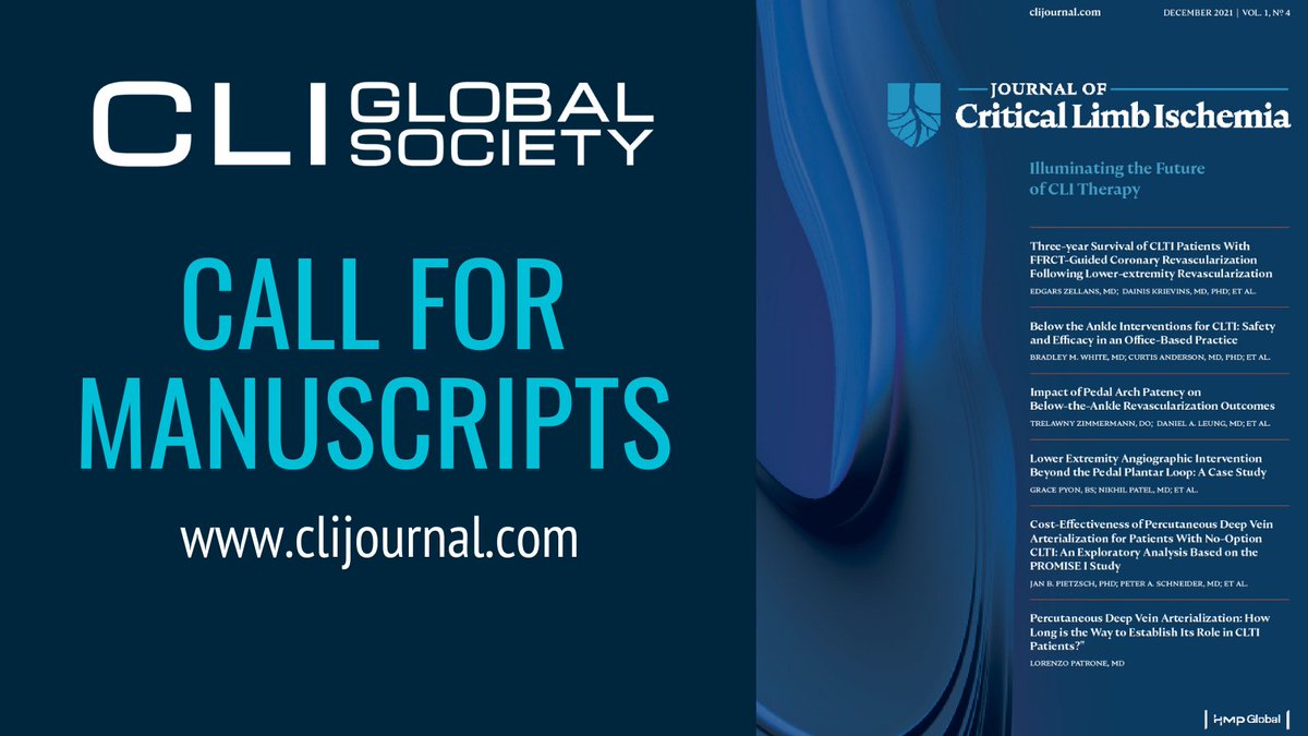 CLI_Global's tweet image. The goal of the Journal of CLI is to provide an international forum for the presentation of original ideas &amp;amp; recent results related to all aspects of diagnostic, therapeutic &amp;amp; pathophysiologic aspects of #CLI. To submit content, visit &amp;gt;&amp;gt; ow.ly/TOEo50XenBV