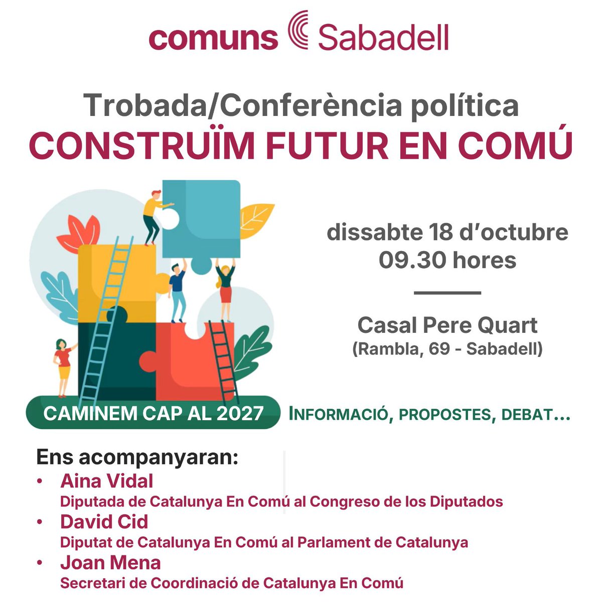 Jo ja sé què faré demà... 
...i tu?
Ens acompanyes?
#ConstruïmFuturEnComú
#Horitzó2027