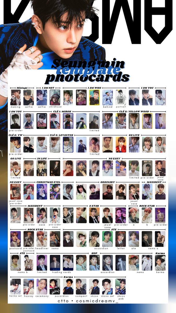 cosmicdreamv_'s tweet photo. Stray Kids wishlist | template album photocards 

Updated to KARMA V.1    

HD🔗https://t.co/FaredlWjSp

Han Felix Seungmin I.N 

#StrayKids #StrayKids_dominATE #StrayKidsComeback #jisung #felix #Seungmin #Jeongin https://t.co/rJPQSTVqcv